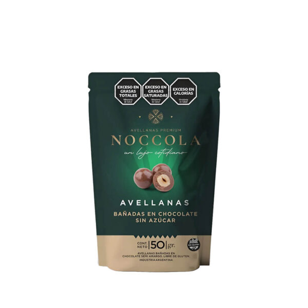 Avellanas premium bañadas en chocolate sin azúcar 50 gramos - decapsulas